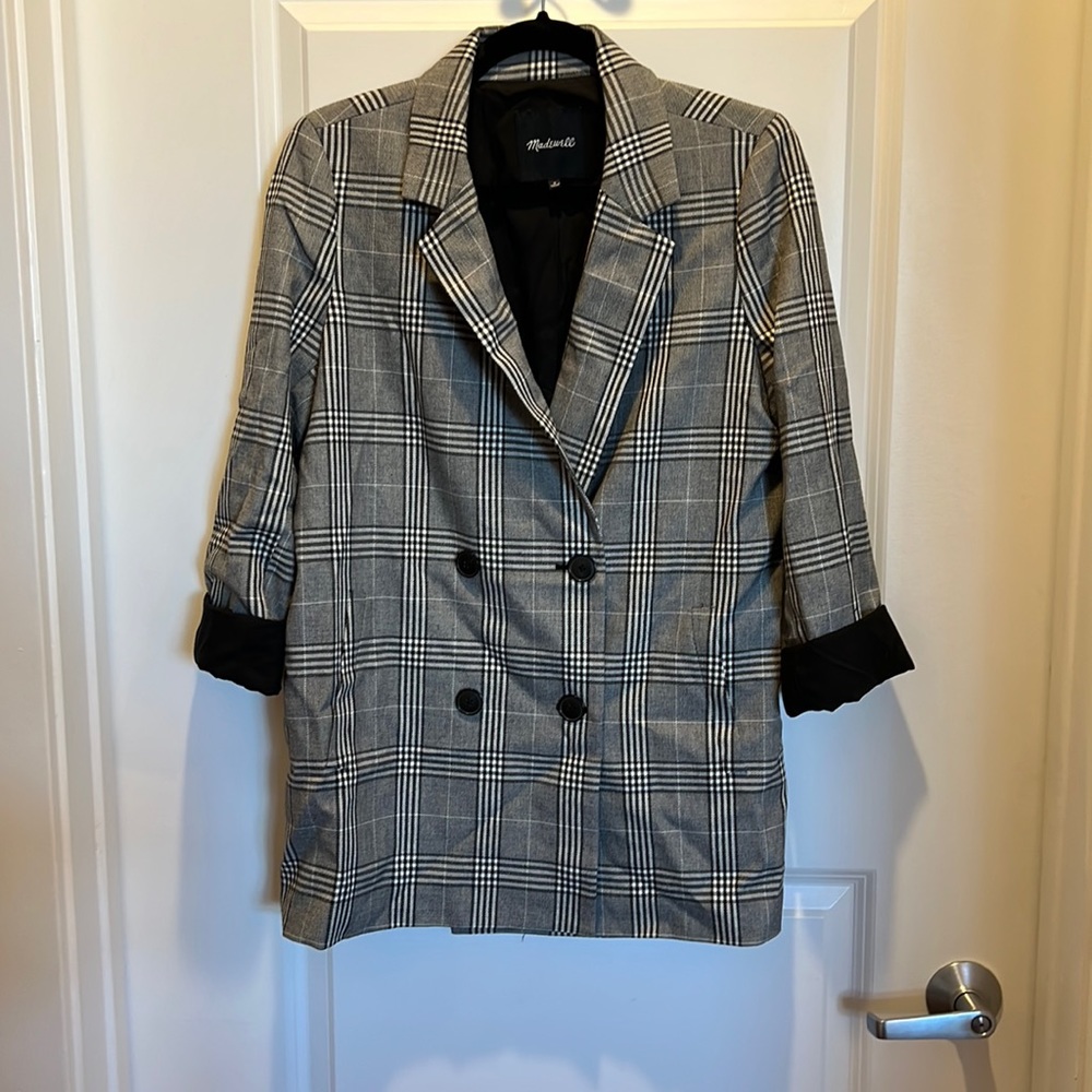 Madewell Double Breasted Plaid Oversized Blazer
